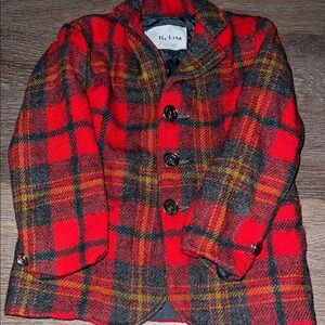 Vintage Red Plaid Kids' Wool Blend Coat Blazer Jacket 50s